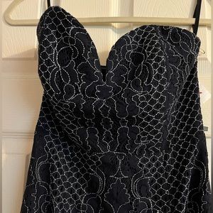 Shona Joy-Never used Bustier kerchief, navy blue strapless dress-Size 2